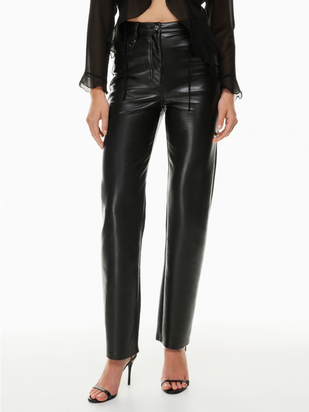 Aritzia Wilfred Melina Black Faux Vegan Leather High-Waisted Pant Size 12